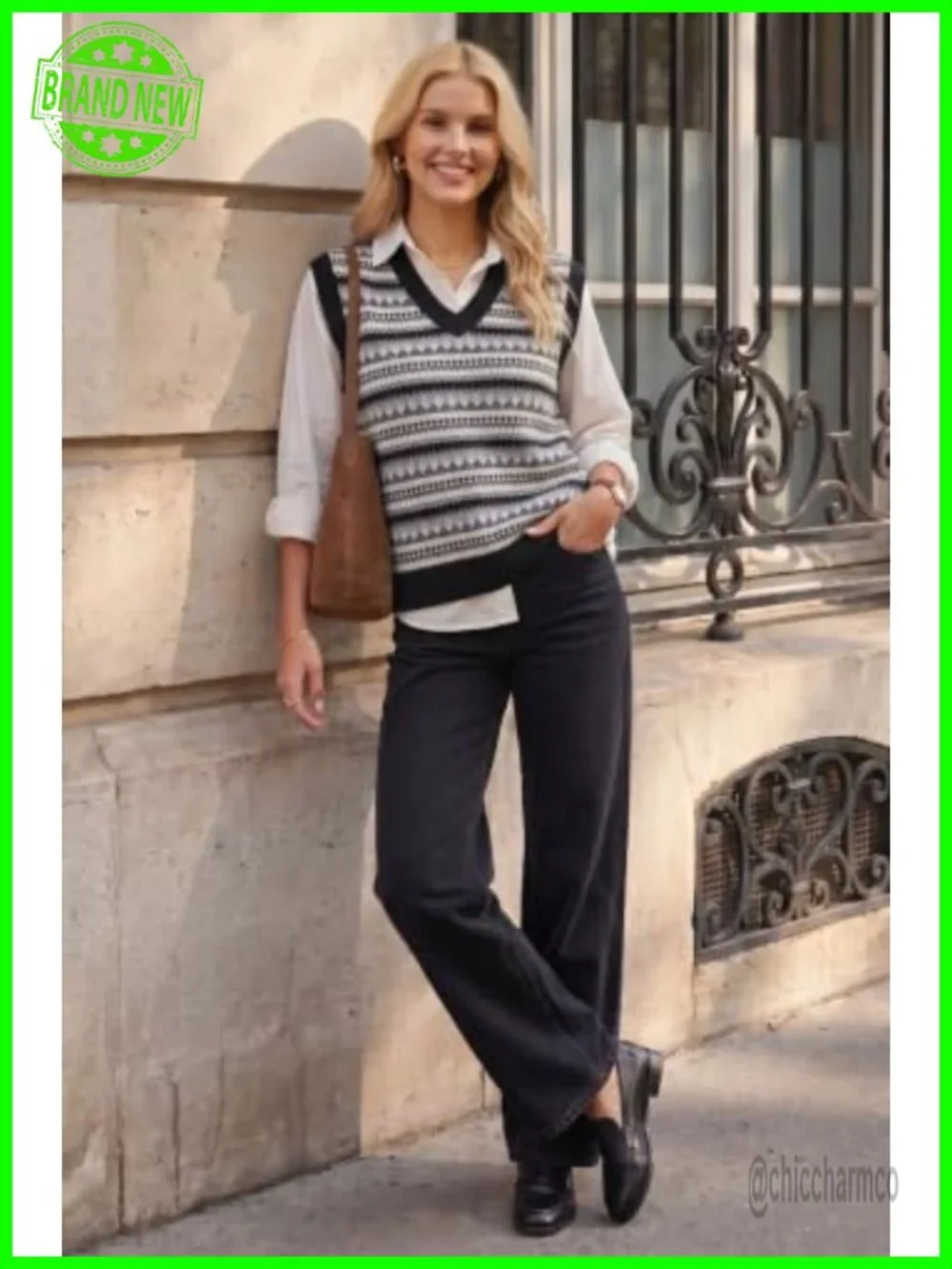 Wool Blend Knit V Neck Sleeveless Sweater Vest